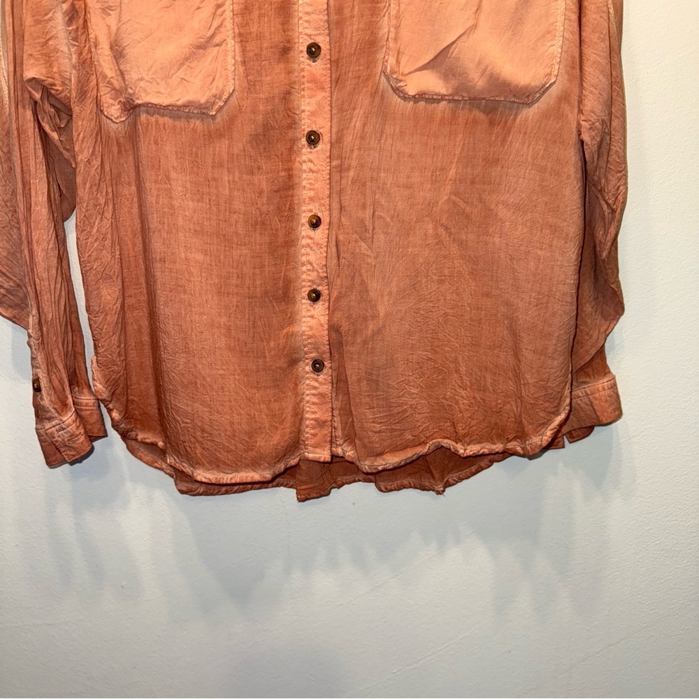 Pilcro Anthropologie Top Womens Medium Long Sleeve Button Up Rust - Picture 4 of 9
